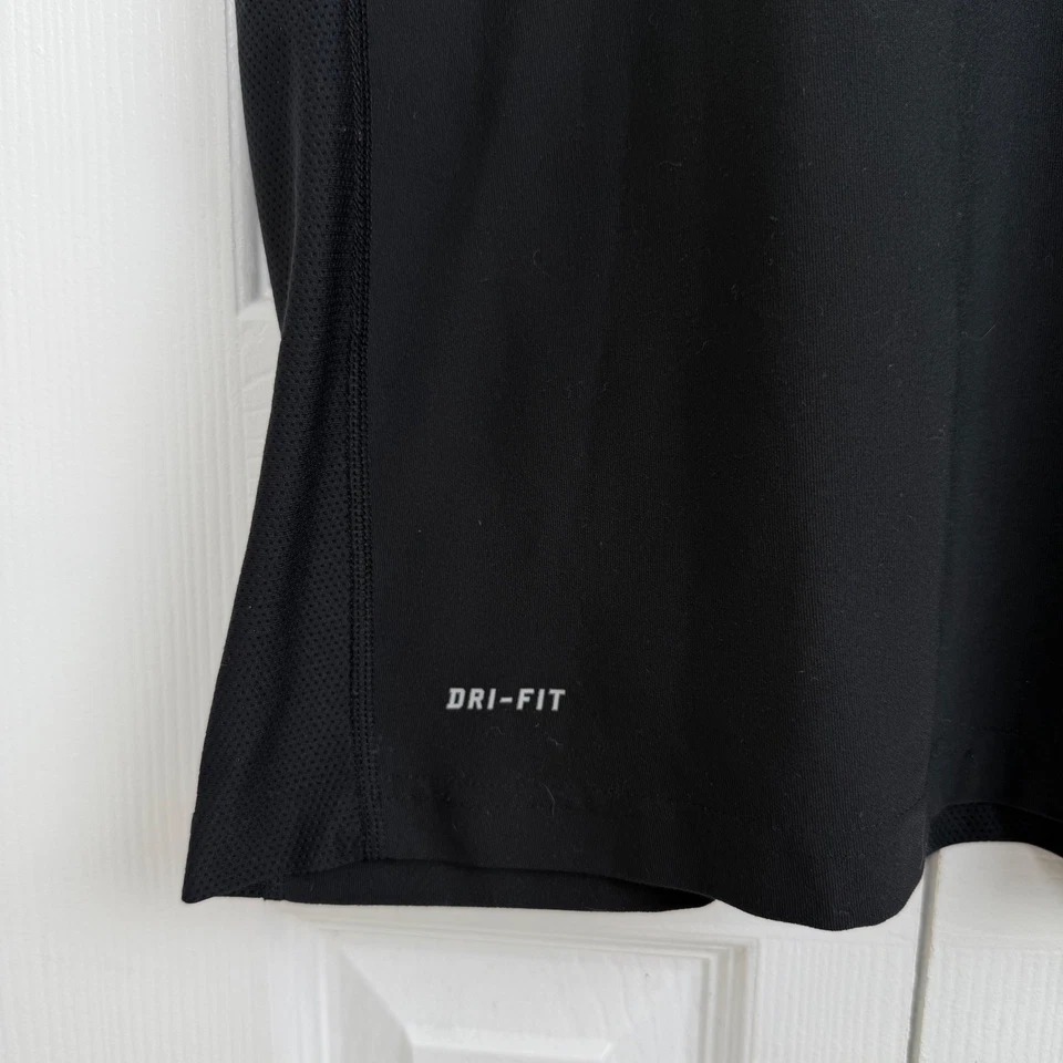 Nike Dri-FIT черный короткий рукав женщин работает спортивная футболка - Изображение 2 из 4