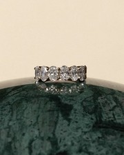 Ethical 4CT Oval Cut Lab-Grown Diamond Eternity Wedding Ring 14K White Gold 5,6
