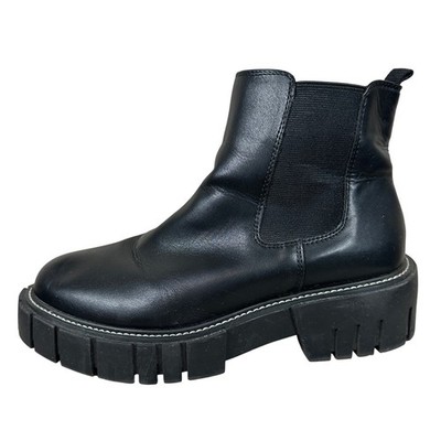 Madden Girl Karley Black Chunky Lug Sole Chelsea Boots 9.5 Punk Grunge Platform