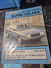 Talbot Alpine / Solara Autodata Workshop Manual from 1975 Onwards Rare Car