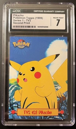 CGC 7 Pikachu TV2 1999 Topps Pokemon Series 1 Card graded Near Mint Slab