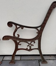 Reclaimed Heavy Duty Cast Iron Pair of Garden Vintage Green Ornate Bench Ends