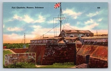 Vintage Linen Postcard Fort Charlotte Nassau Bahamas Tichnor 1930s