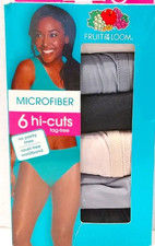 Fruit of the Loom Women's Microfiber Hi-Cut 6pk tag-free sz 9 2x NIB
