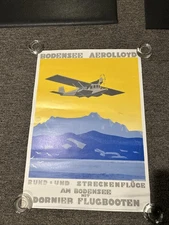 1930s  Vintage Style German Seaplane Travel Poster - 23.5” X 16.5”