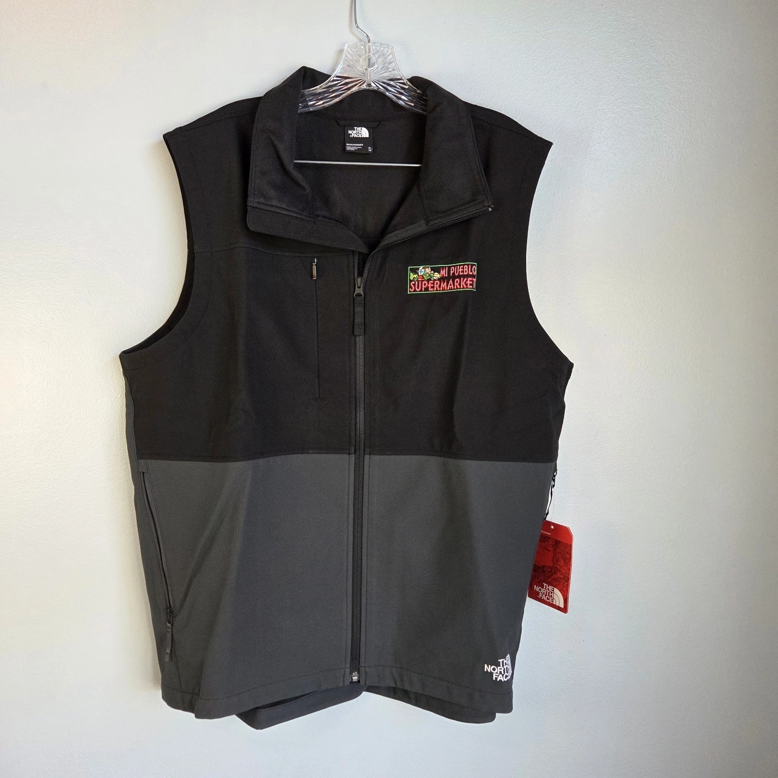 The North Face Men Castle Rock Soft Shell Full Zip Vest Embroidered Grey XL NWT