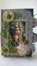 Handmade Fairy Garden Junk Journal 6x9 Fabric Lace Embellished Art Journal Uniqu