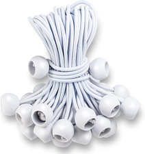 Ball Bungee Cords 6 Inch,50 PCS White Tarp Ball Bungee Ties Heavy Duty Canopy Ti