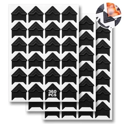 CHIALLCO 360 Pcs Photo Corners Self Adhesive, Scrapbooking Photo Mounting Corners, Black