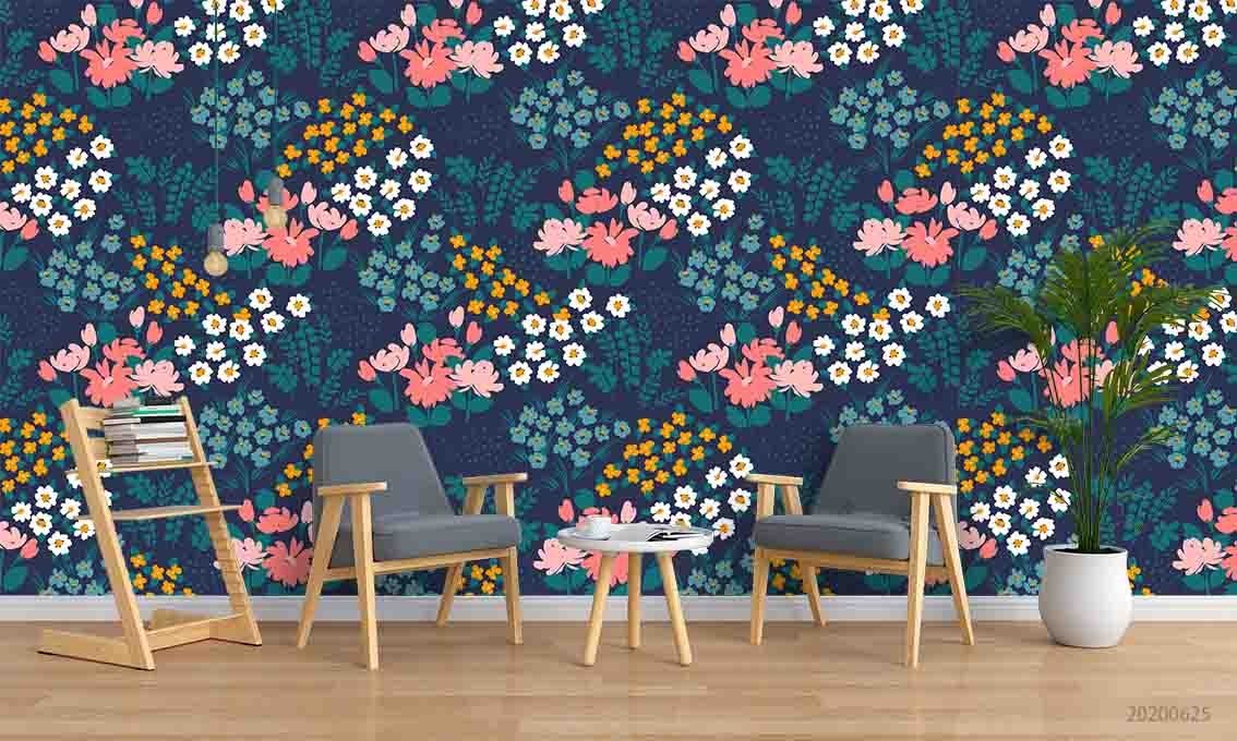 3D Flowers Flora Watercolor Pattern Wall Murals Wallpaper Murals Wall Sticker