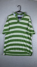 Tommy Hilfiger Polo Shirt Mens XL Green Stripe Classic Fit Logo Short Sleeve