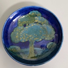 William Moorcroft Moonlit Blue Bowl C1924 Signed Wm Art Pottery Dish