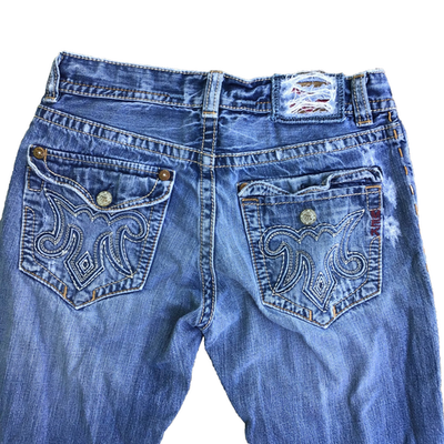 Mek Denim Easter Island Jeans Mens Size 33 x 28 Blue Distressed