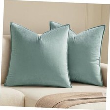 Pack of 2 Blue Grey Velvet Throw Pillow Covers for 18"x18"