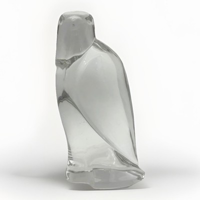 Val St. Lambert Belgium Crystal Falcon Eagle Figurine, 7 1/2''  DeSousa