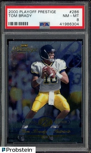 2000 PLAYOFF PRESTIGE TOM BRADY 0775/2500 #286 RC ROOKIE PSA 8 NM-MY