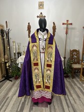 PURPLE COPE VESTMENT CHASUBLE WITH STOLE