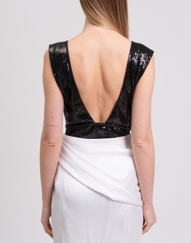 RRP€350 IN THE MOOD FOR LOVE Body Top Size S Sequins Sleeveless Plunge Neck - Picture 5 of 8
