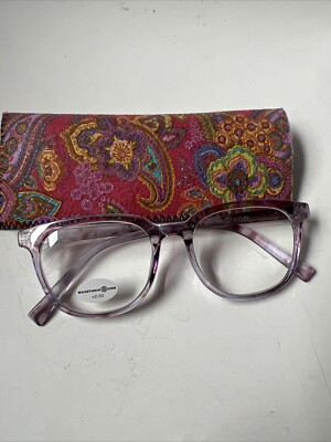 MAXSTUDIO Womens +2.00 Readers Unisex  Premium Reading Glasses PURPLE w/ CASE