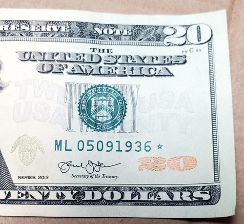 US 20 Dollar "Star" Bill Fancy "Date"Serial Number May 9, 1936. 2013 RARE - Picture 2 of 4
