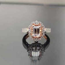 1.15Ct White Emerald Stone Rose Gold Plated Over 925 Sterling Silver Ring