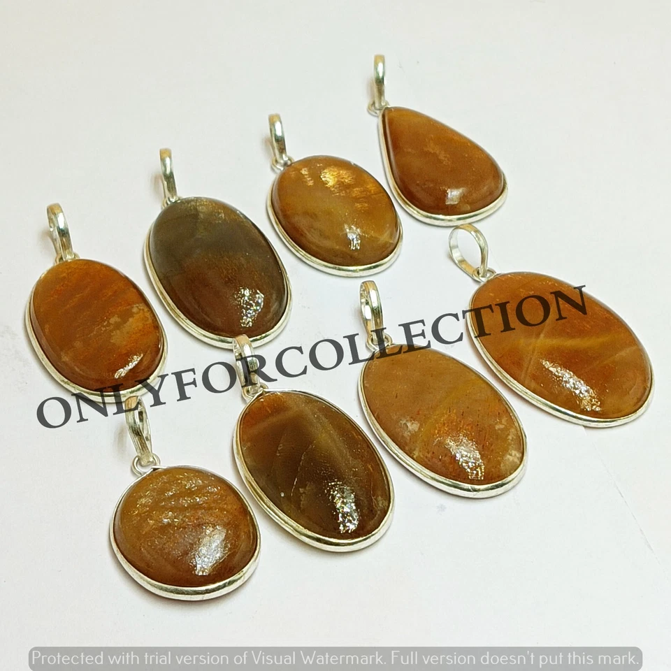 Venta Lote de colgantes bisel enchapados en plata de ley 925 piedras preciosas naturales de piedra solar Foto 3 de 4