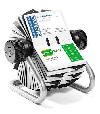 Durable 248123 Visifix Rollkartei, für 400 Visitenkarten, Register A-Z, silber