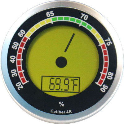 Cigar Oasis Caliber IV 4R Digital Humidor Hygrometer Calibration Round Silver