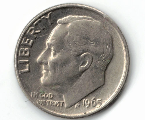 1965 Clad ROOSEVELT DIME in BU CONDITION ~ PLEASE SEE THE SCAN .  stk d106