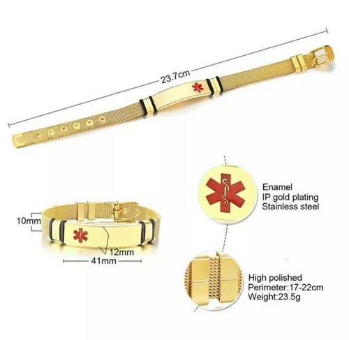 2025 Male Stainless Steel Medical Alert ID ICE Bracelet Chain Free Personalized - Picture 8 of 17