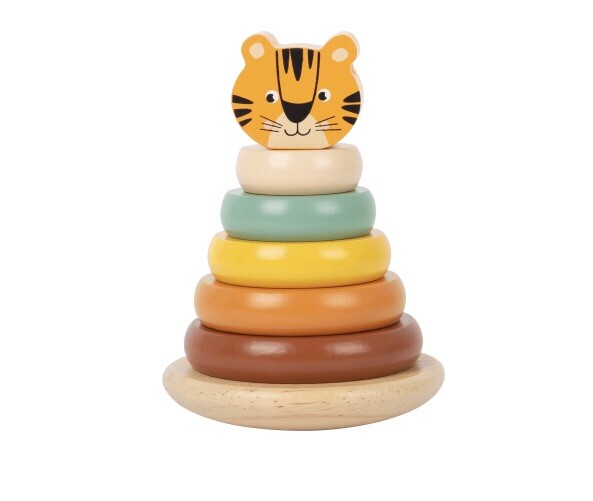 Nur 2 X VerfüGbar ! Small Foot Stapelturm Tiger Safari Holz Ab 12 Monaten-image