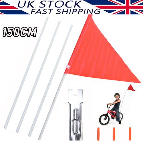 150cm Red Bike Bicycle Safety Trailer Flag Long Adjustable Pole For