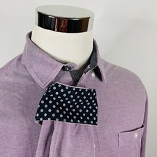 Ted Baker London Medium Knit Oxford Flip Cuff Shirt Purple 100 Cotton