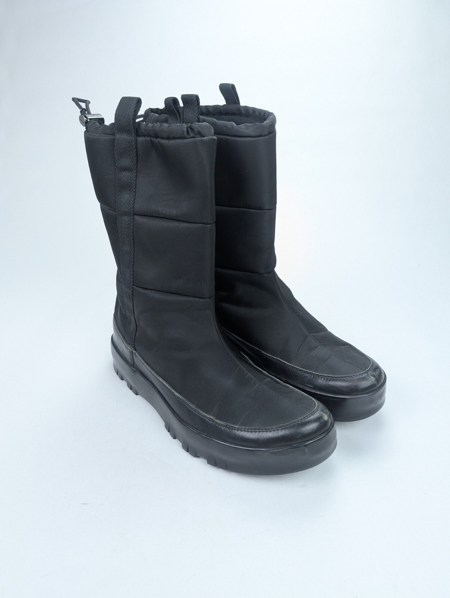 PRADA Linea Rossa ロングブーツ PRADA Men's Sz 9.5 Linea Rossa Black Nylon Quilted Snow Boots