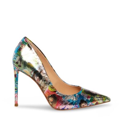 Steve Madden Vala Silver Multi-color Womens Shoes Size 7.5 Heels