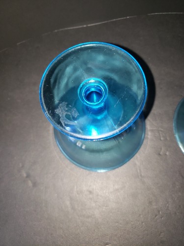 Stretch Glass Fenton Celeste Blue 2 Sherbet or Champagne Glasses 3.5" high - Picture 3 of 3