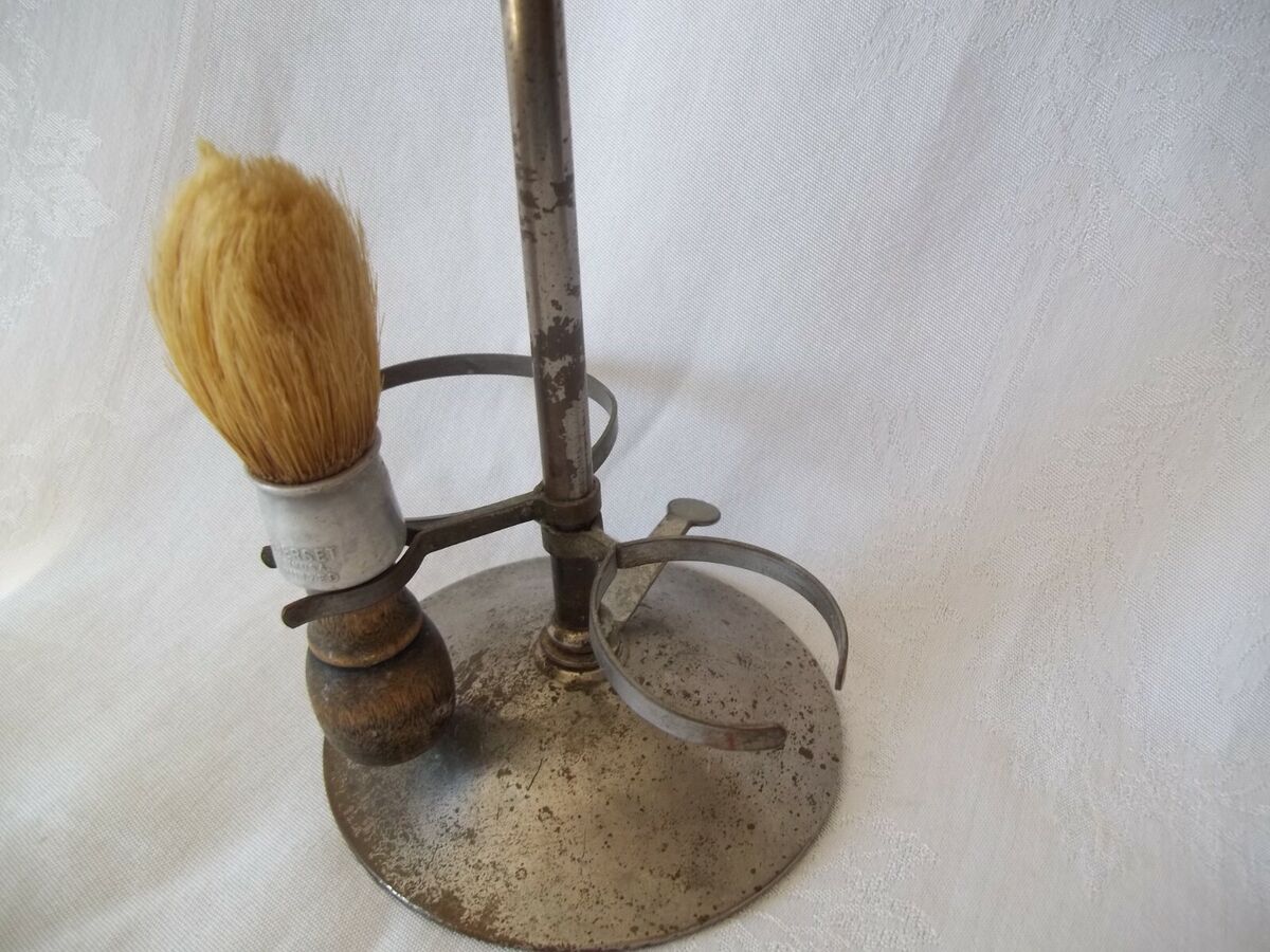 ANTIQUE SHAVING Stand with MIRROR and Brush | eBay ANTIQUE SHAVING Stand with MIRROR and Brush | eBay