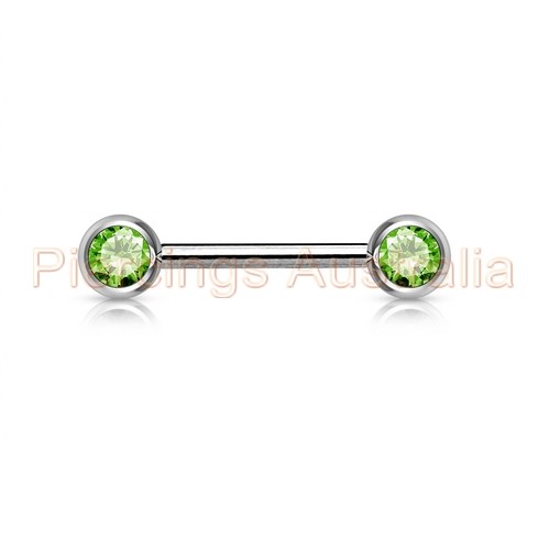 Front Facing Gem Nipple Bar Body Piercing Jewellery CHOOSE SINGLE OR PAIR - Picture 5 of 8