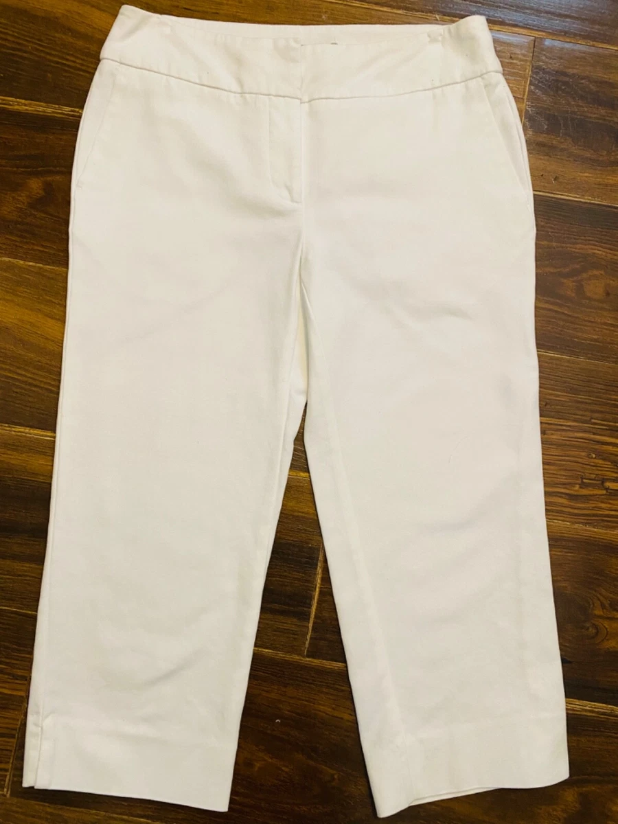 NWT Laura Ashley White Capri Pants Dual Clasp Waist Zipper Fly