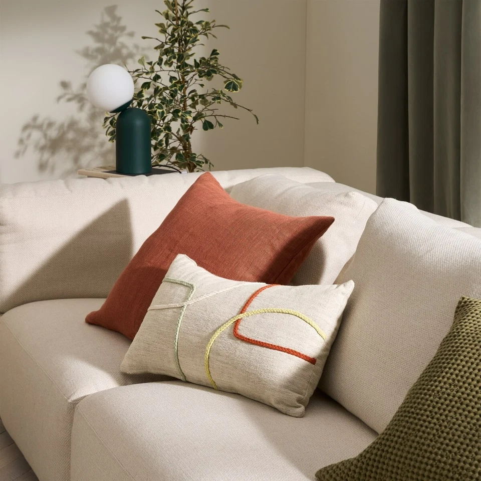 Made.com Nyle Cotton & Linen Blend Rectangle Cushion, 40 x 55 cm, Beige - Image 2 of 4