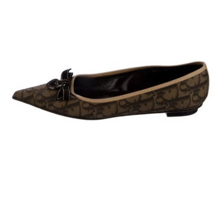 Chaussures plates femme Christian Dior logo oblique détail nœud taille os