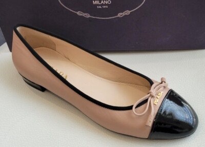 靴 PRADA SPORT Logo ballet shoes BLACK LUXURY PRADA TRAINERS SHOES 4E2721 BLACK LEATHER NEW | eBay