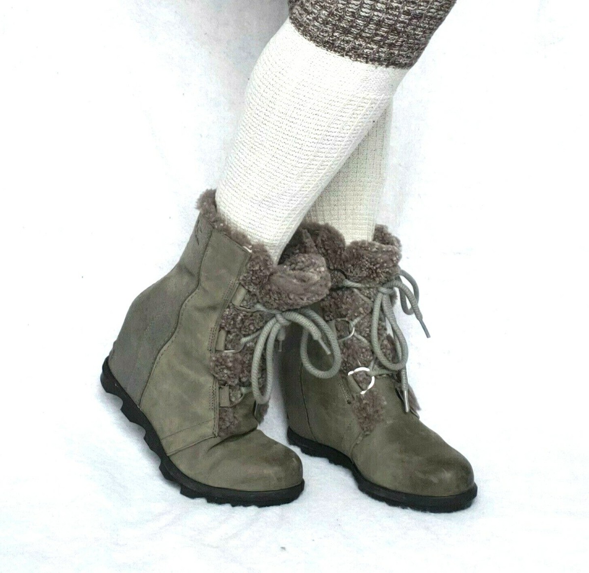 WOMEN'S SOREL JOAN OF ARCTIC WEDGE II SHEARLING HEELS BOOTS SZ 10