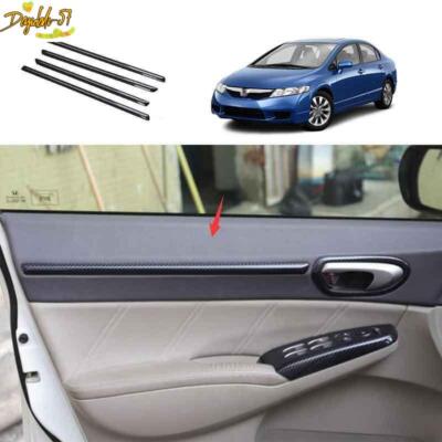 4-Piece Carbon Fiber Interior Door Control Cover Trim – Fits Honda Civic 2006-2011 (LHD)