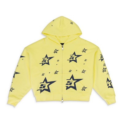 NWT SP5DER DOUBLE LAYER 5STAR ZIP UP YELLOW HOODIE SIZE L $250