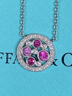 Tiffany & Co Platinum Cobblestone Pink Sapphire Diamond Rose Cut