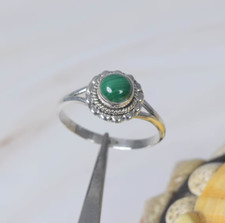 Natural Green Malachite Gemstone Ring-925 Sterling Silver Statement Ring Gift