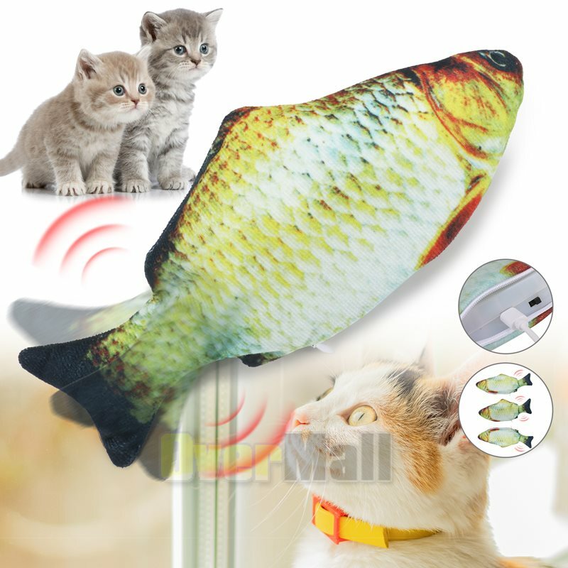 Cat Flipping Flopping Fish Cat Toy Motion Activated Motorized Cat Plush
