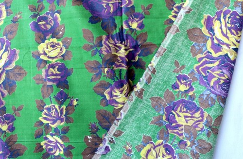 VINTAGE UZBEK USSR (157.5"-400cm) COTTON CRAFTED SATIN FABRIC (S11) - Picture 3 of 3