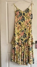 Long Flowery Layered Summer Dress Uk 8